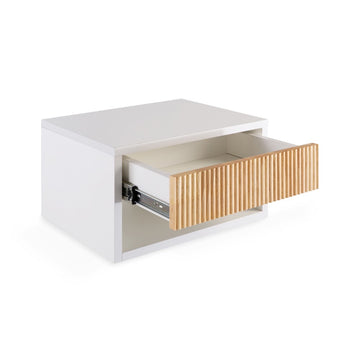 Elise 15.71" Classic Contemporary Floating Wall Mounted Nightstand with Soft-Close Tambour Drawer and Cable Hole - JONATHAN Y